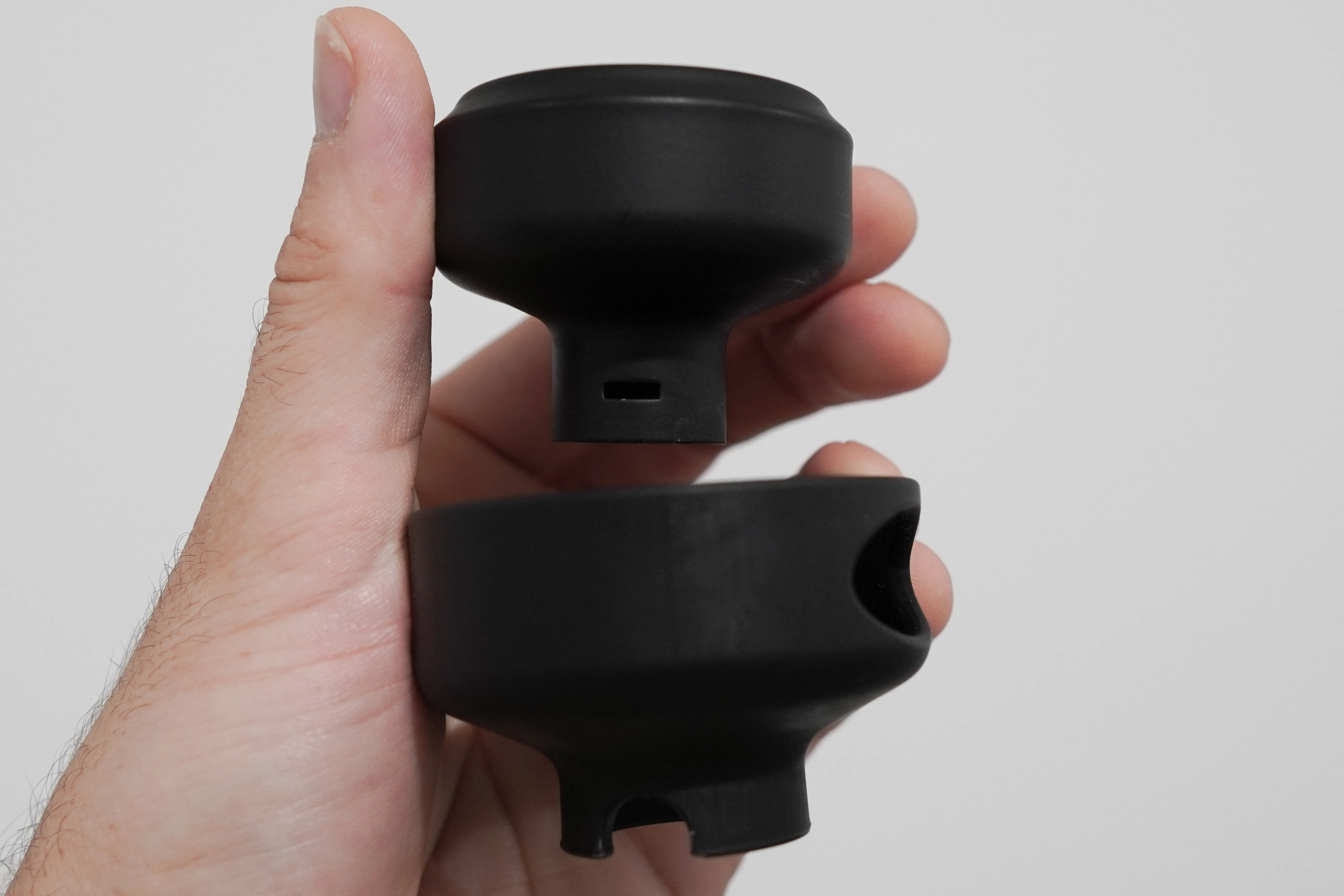 The knob above and the printed cover below, ready to be threaded together before installation